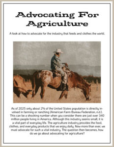 Agricultural advocacy flyer page one